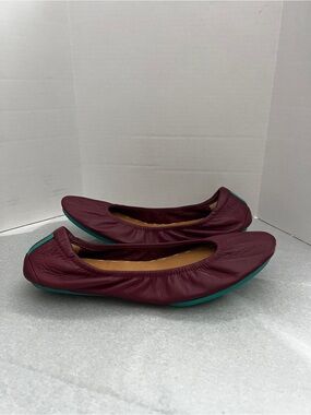 Tieks Burgundy Ballet Flats Travel Flexible Shoes Size 8 Leather
